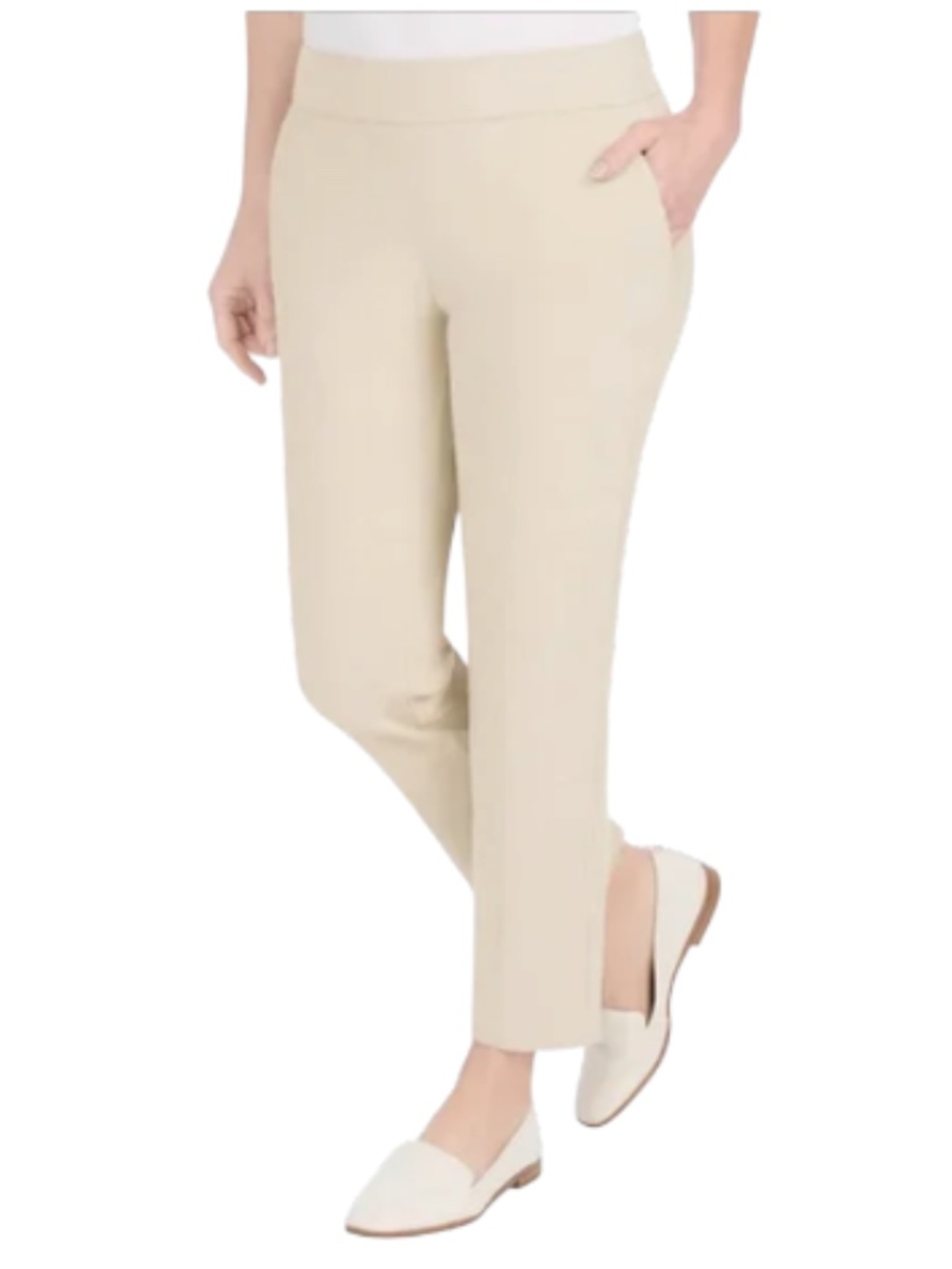 Hilary Radley Womens Heather Light Sand Pull on Dress Pants XS